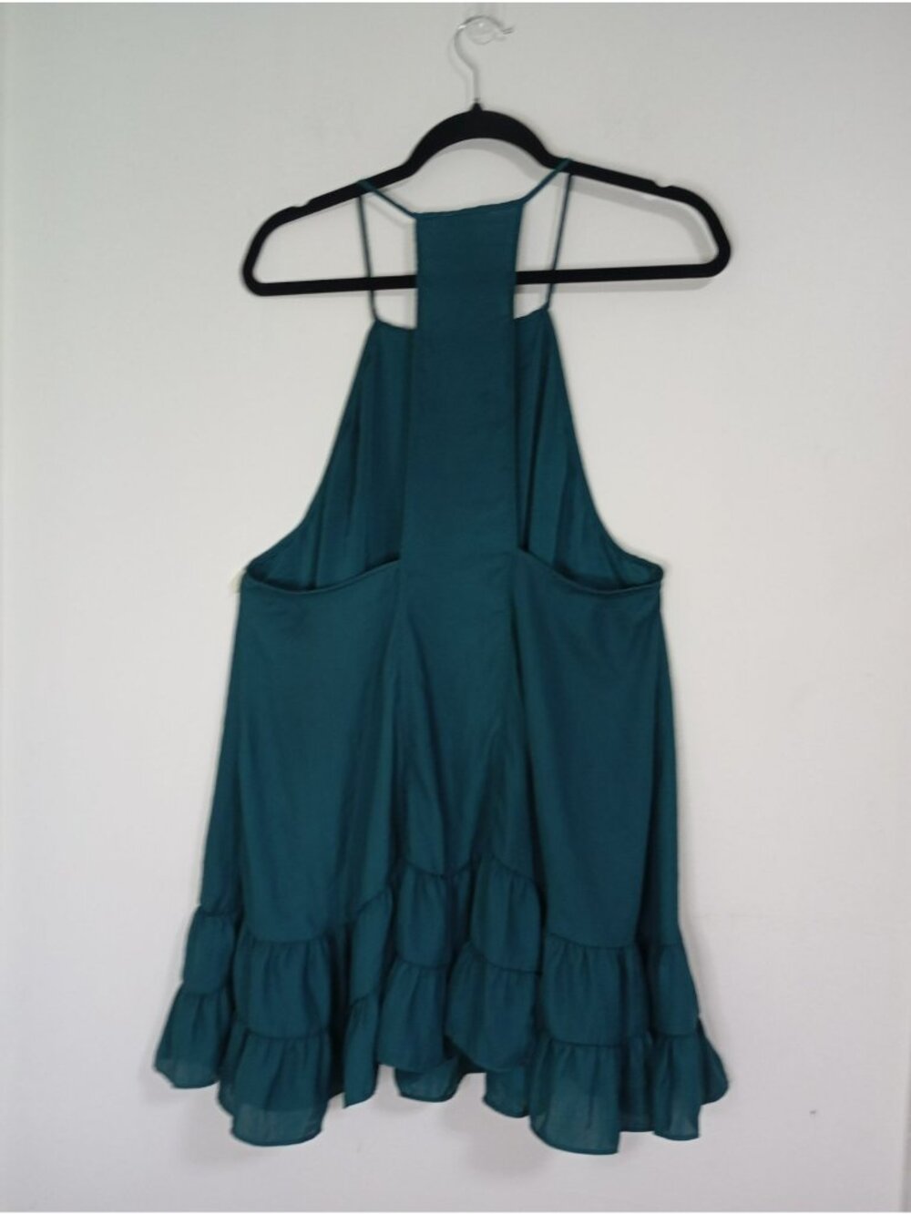 Free People Intimately Teal Strappy Ruffle Mini Dress Sleeveless Size M - Picture 9 of 9